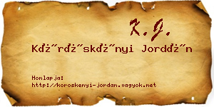 Köröskényi Jordán névjegykártya